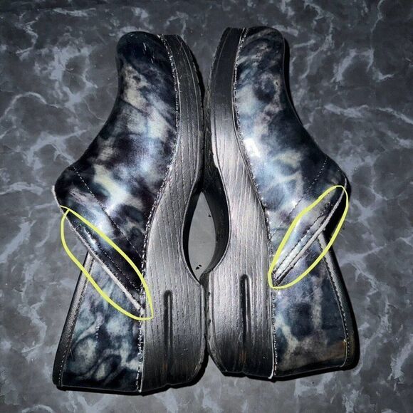 Dansko Professional Clogs Blue/Black Swirl Marble Leather Women’s Size 10.5-11 - Picture 4 of 6